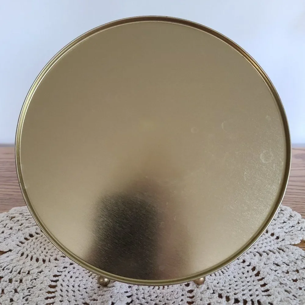 Vintage Tin Gold With Fruit And Leaves - Very Colorful - Great Condition
